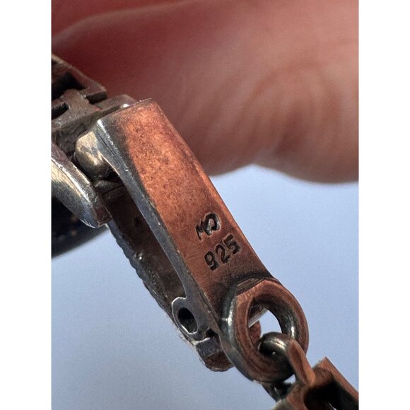 Vintage Sterling Silver 925 Bracelet With Geometric Design & Secure Clasp - Picture 4 of 5